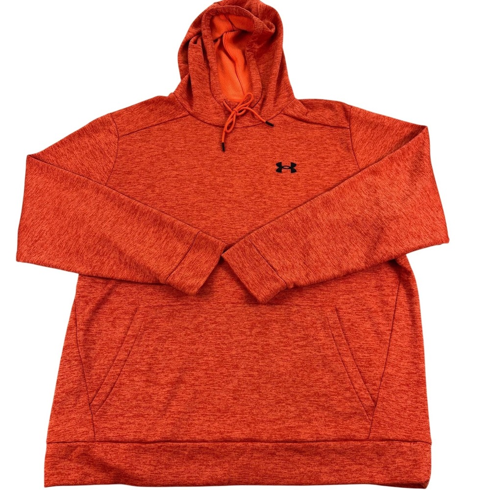 Under Armour Hoodie Mens 3XL Orange Fleece Twist Loose Athletic Gym Run 1373354
